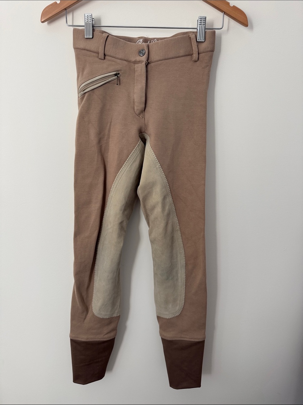 Women's Riding Leggings in Taupe with Contrast Knee Patch